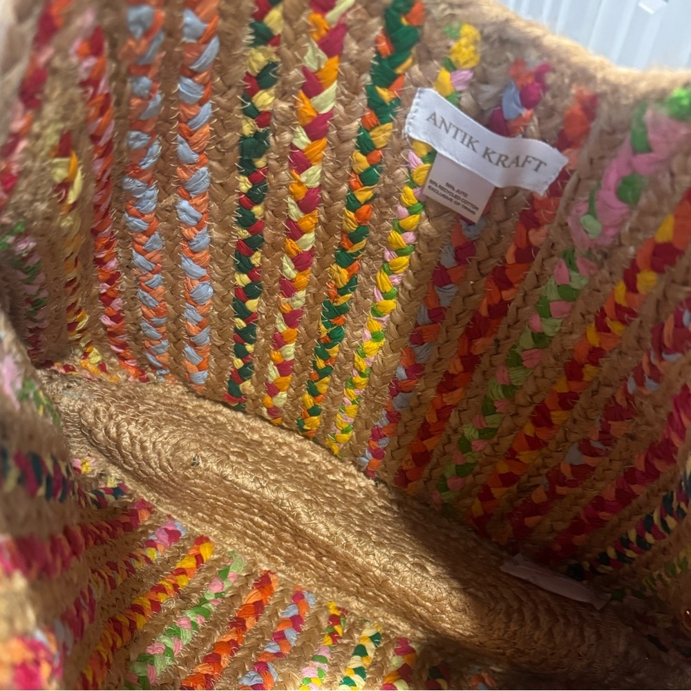 Antik Kraft Multicolor Braided Straw Tote - Picture 12 of 14